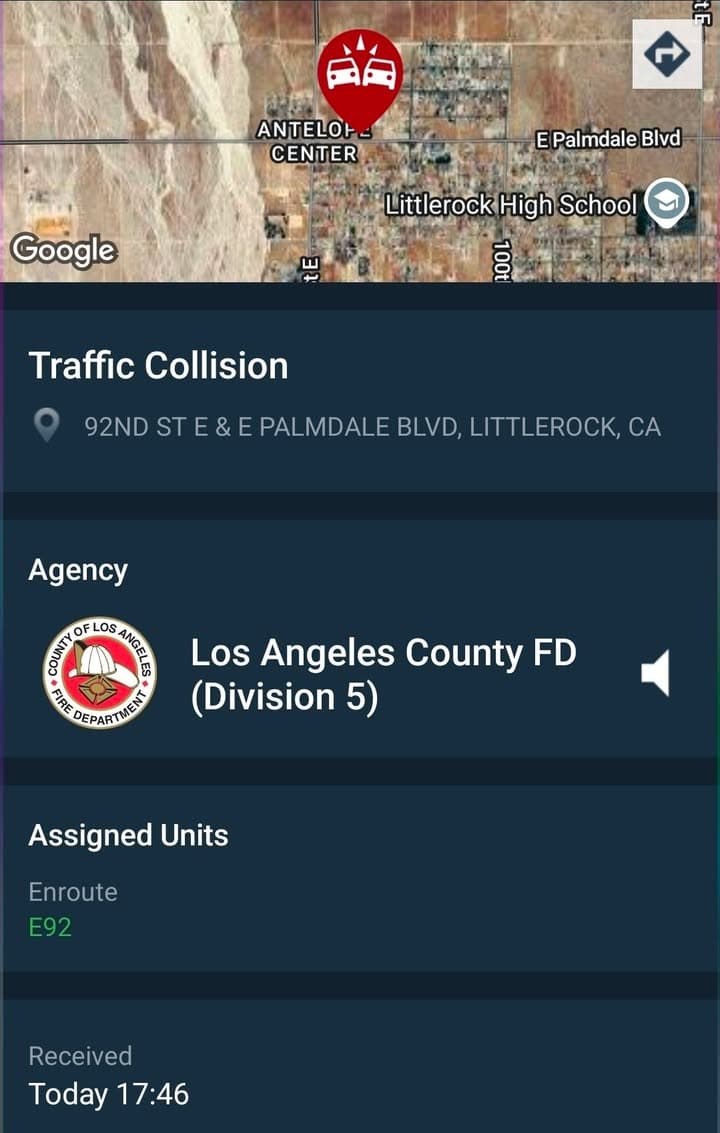 902T/902R/914C....92nd Street East and Palmdale Boulevard.....two vehicle collision, one party with injuries....sheriff,...
