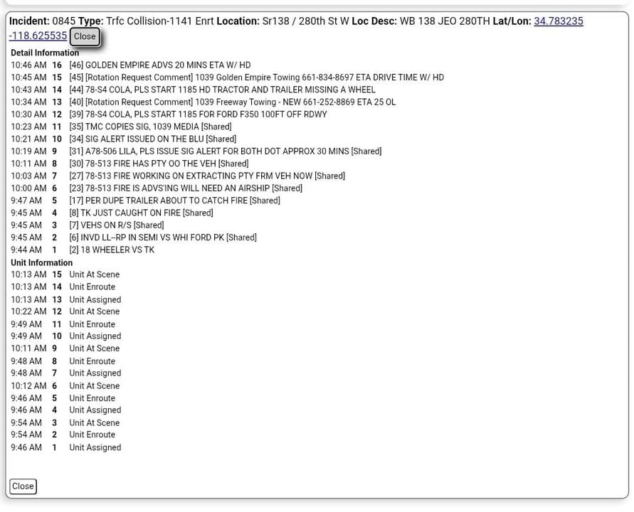 11-79....Highway 138 and 280th Street West....semi truck vs Ford F-350 pickup truck....CHP...