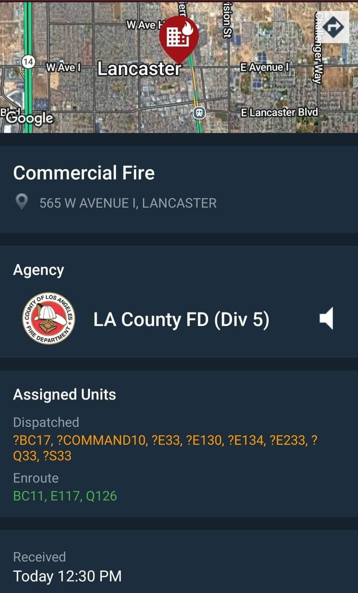 904S....565 West Avenue I at Vet....caller sees black smoke coming from building....sheriff...