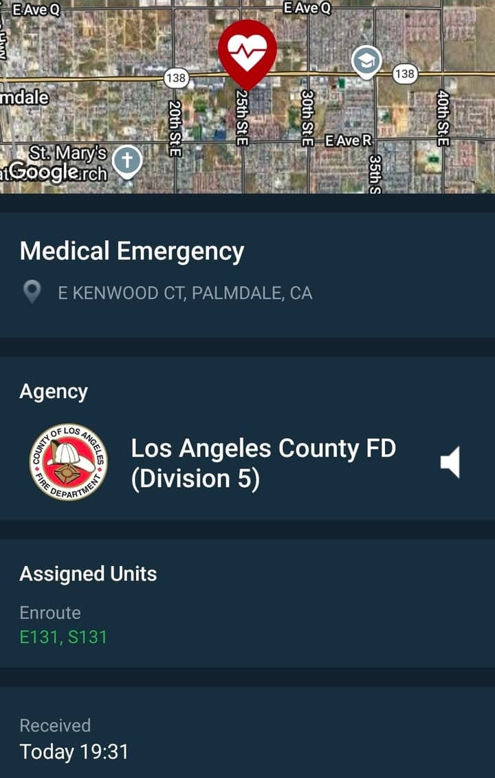 245GSV....25th Street East and Palmdale Boulevard (Kenwood Ct)....male adult with gunshot wound...