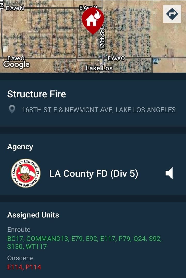 904S....168th Street East and Newmont....caller states house on fire in area....sheriff and...