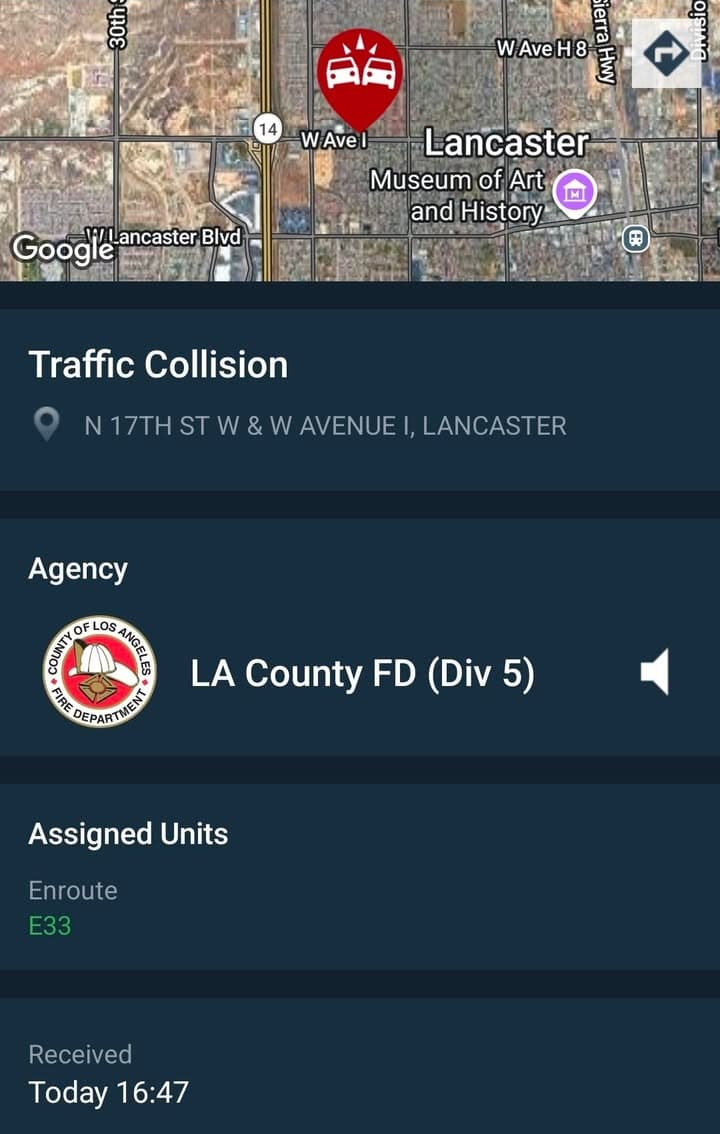 902T/902R....Avenue I and 17th Street West....two vehicle collsion....sheriff and FD enroute code...