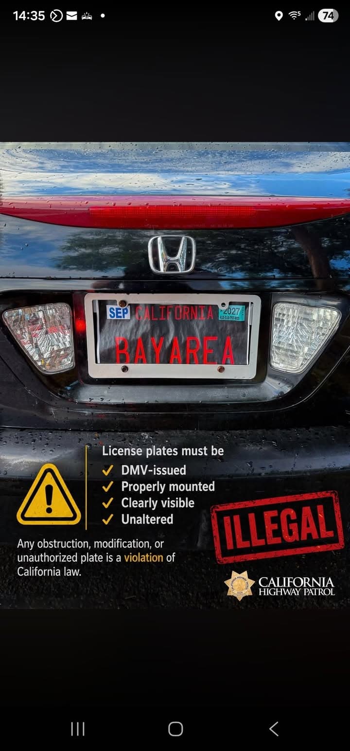 From California Highway Patrol YOUR LICENSE PLATE IS NOT AN ARTS &...