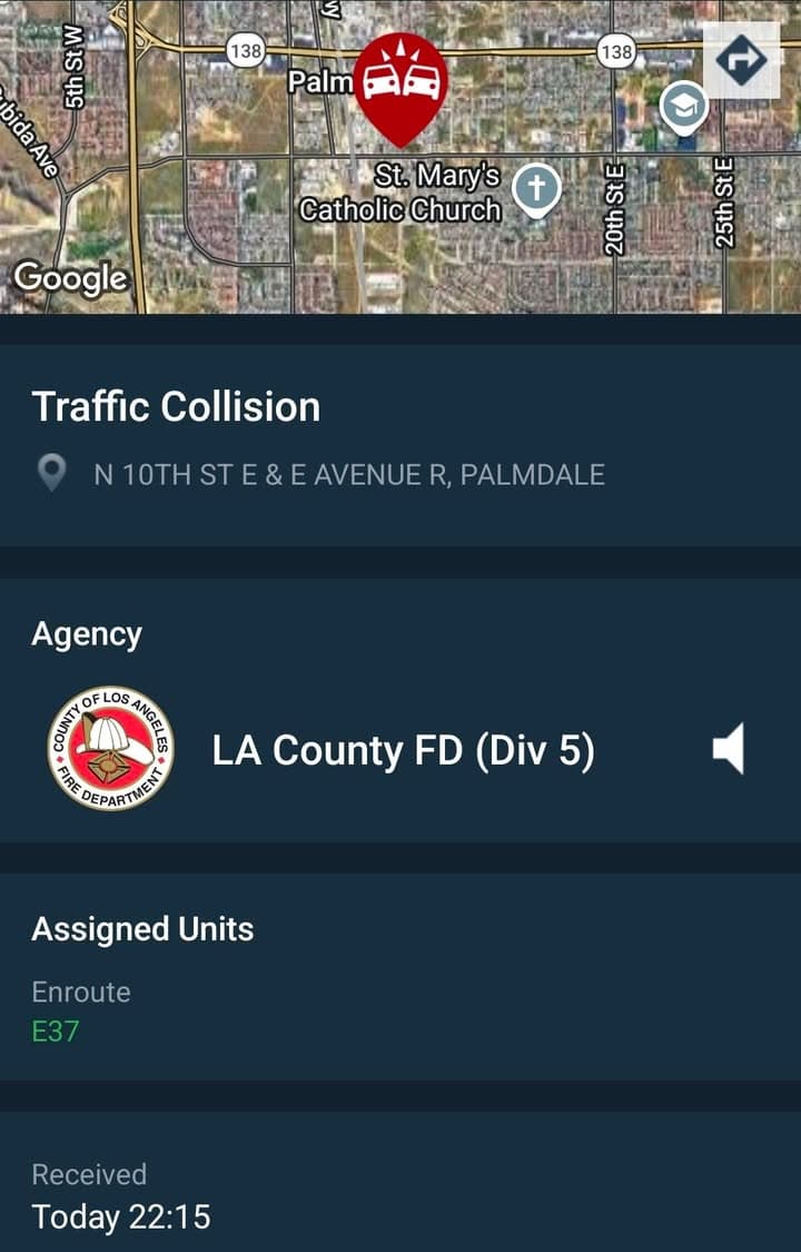 902T/902R....10th Street East and Avenue R....three vehicle collision....sheriff and FD enroute code...