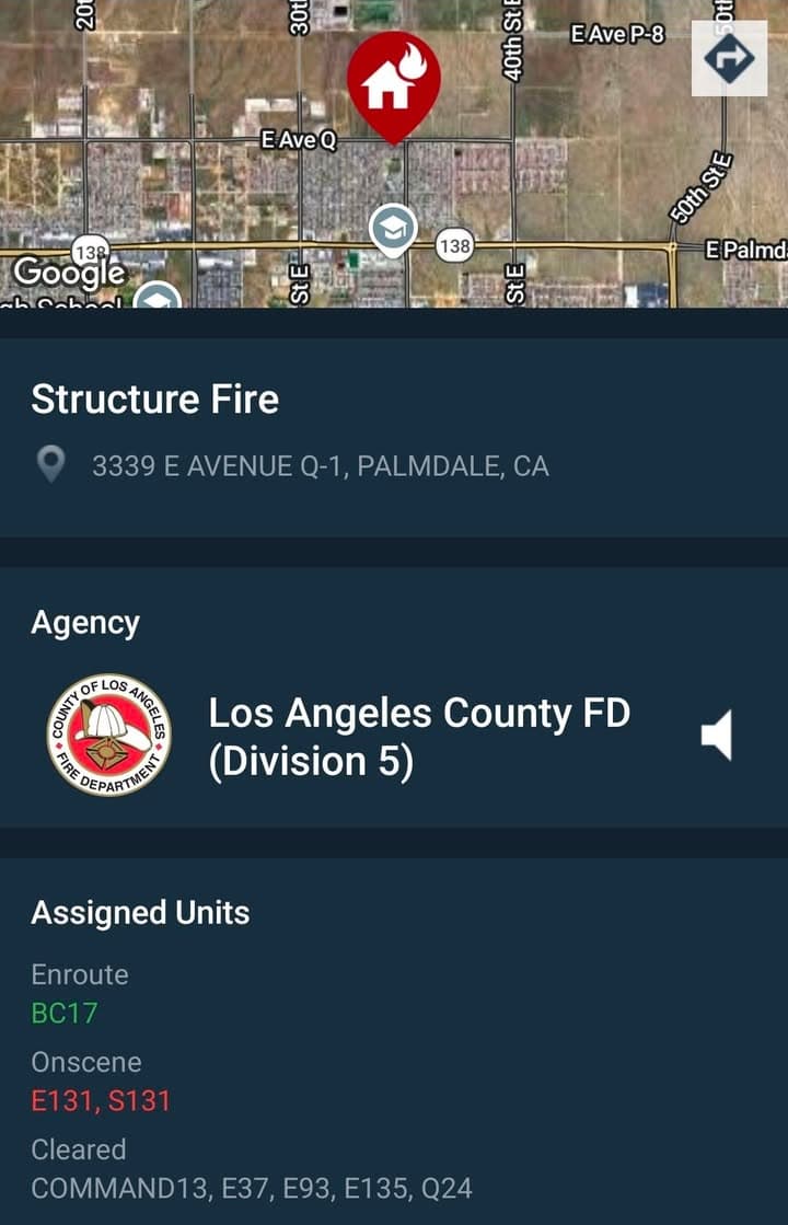 904S....35th Street East and Avenue Q-1....oven on fire....sheriff and FD enroute code...