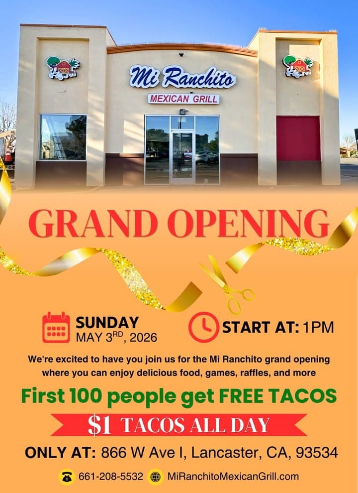 🚨 LANCASTER — FREE TACOS ALERT 🌮🔥 Mi Ranchito Mexican Grill is...