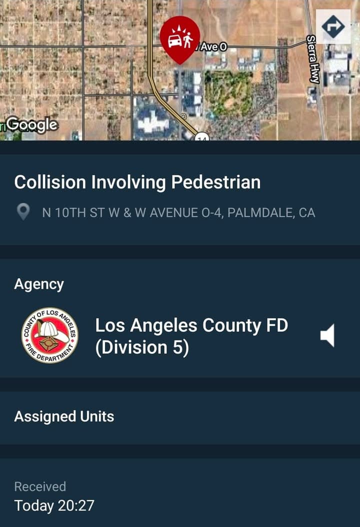 902T/902R....10th Street West and Avenue O-4....vehicle vs pedestrian in Walmart parking lot....sheriff...