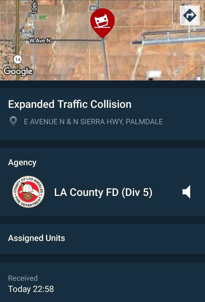 901T/902R....Sierra Highway and Avenue N....solo vehicle roll over, burgundy Honda Accord.....sheriff and...
