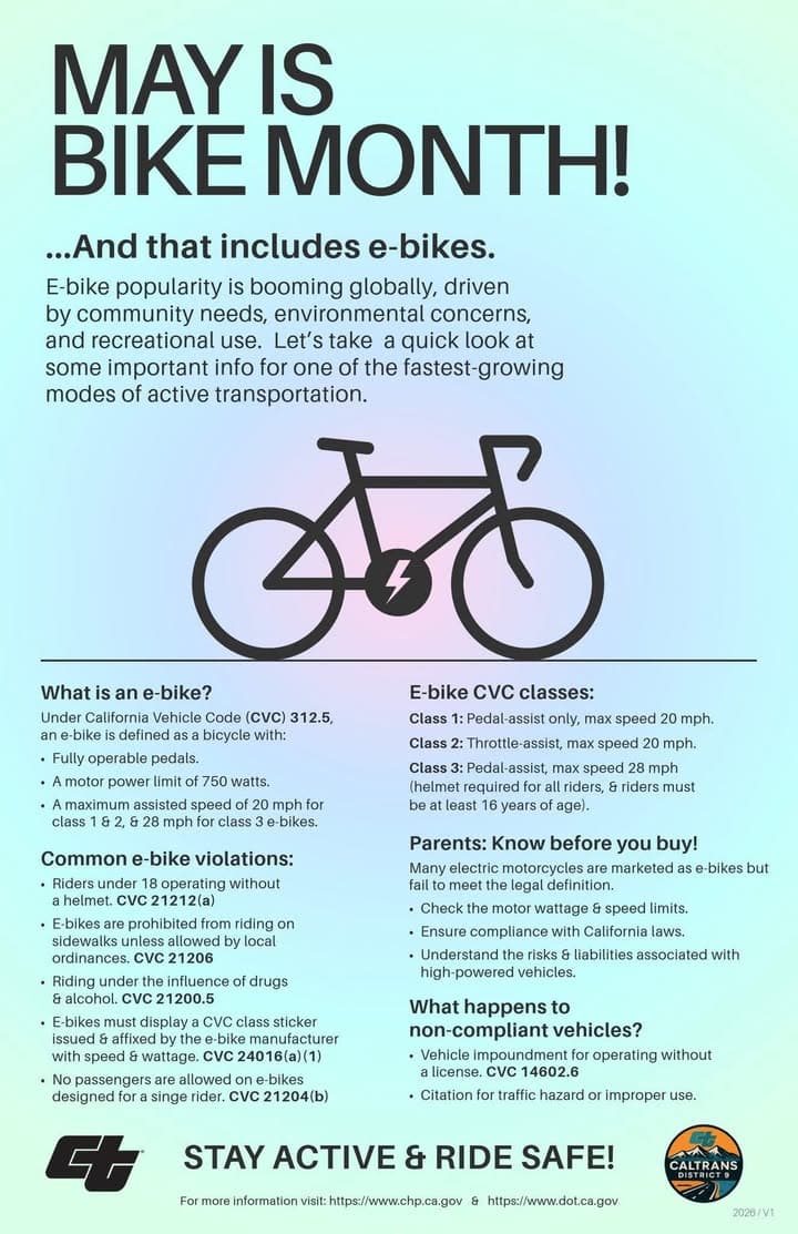 May is Bike Month!๐ดโโ๏ธ Caltrans is celebrating the occasion by providing resources...