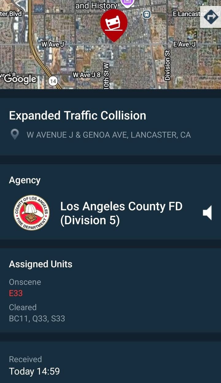 902T/902R....Avenue J and Genoa....two vehicle collision....sheriff and FD enroute code 3 UPDATE:...