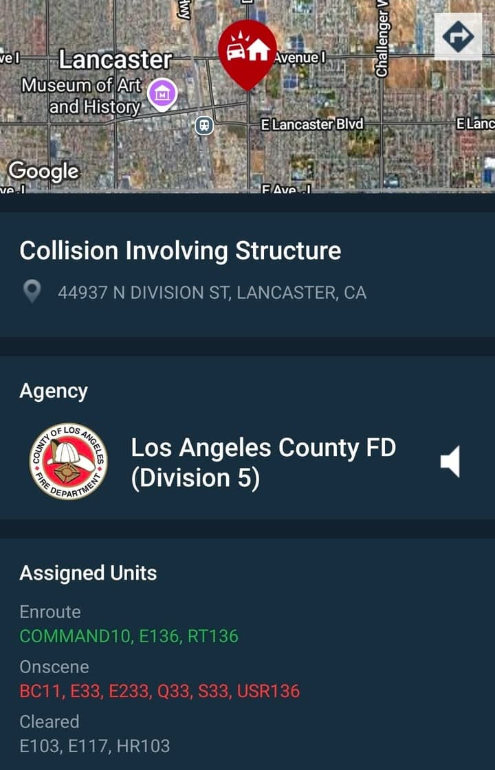 902T/902R....Division Street and Kildare....truck hit parked car and house....sheriff and FD enroute...