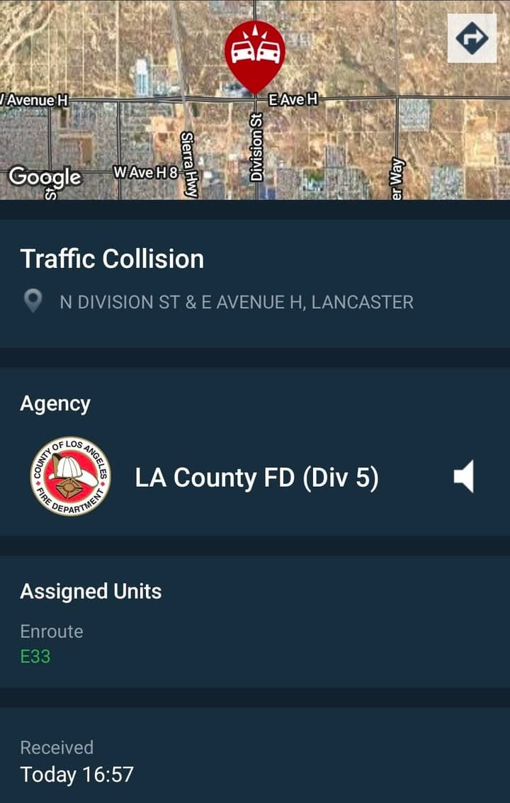 902T/902R....Division Street and Avenue H....two vehicle collision.....sheriff and FD enroute code 3...