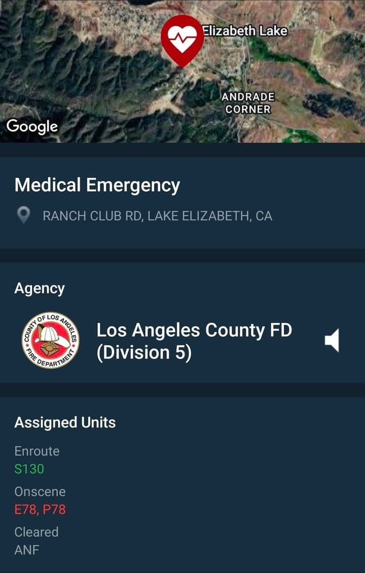 929/902R....Elizabeth Lake Road and Ranch Club Road....caller found male unresponsive, not breathing...