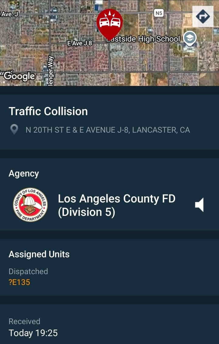 902T/902R....20th Street East and Avenue J-8.....two vehicle collision....sheriff and FD enroute code...