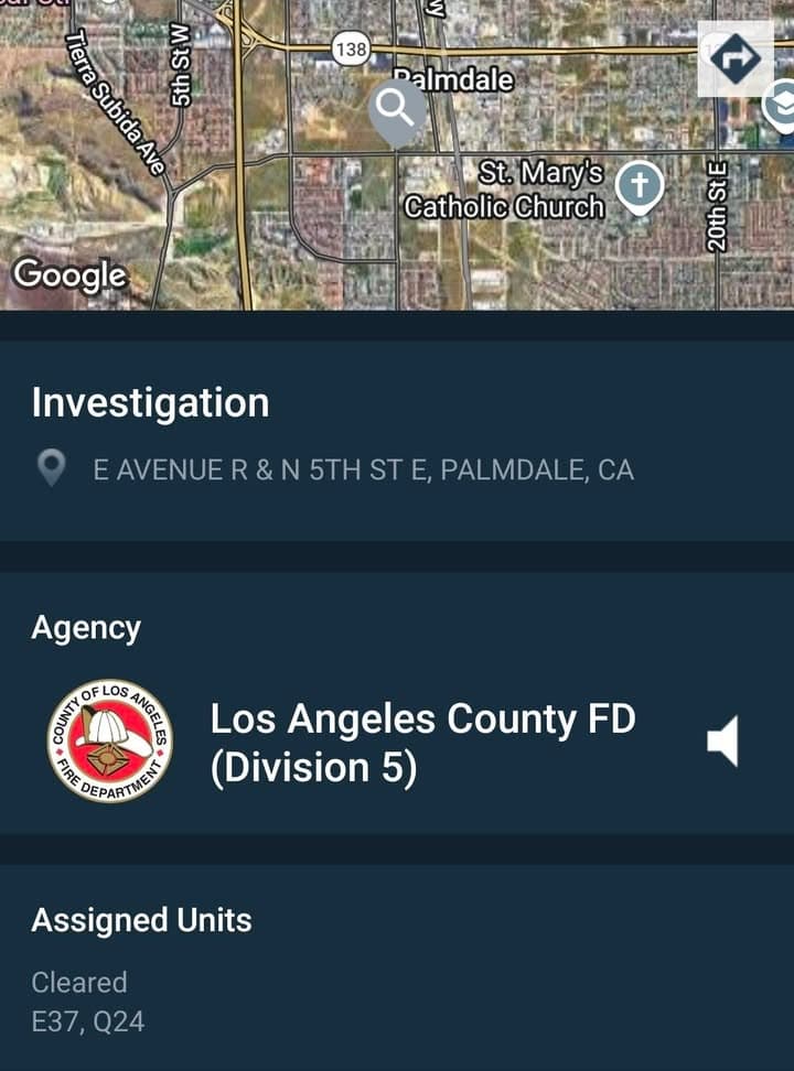 904B....3rd Street East and Avenue R at Palm Tree Elementary.....fire in field...