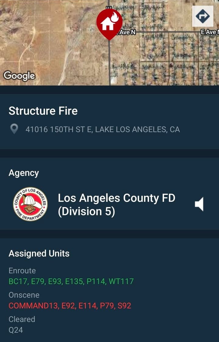 Structure fire....150th Street East and Avenue N....FD enroute code 3 UPDATE: Fire...