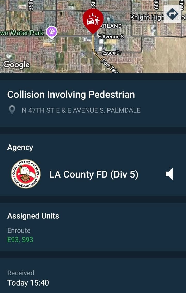 480....47th Street East and Avenue S....caller states vehicle hit their 13 year...