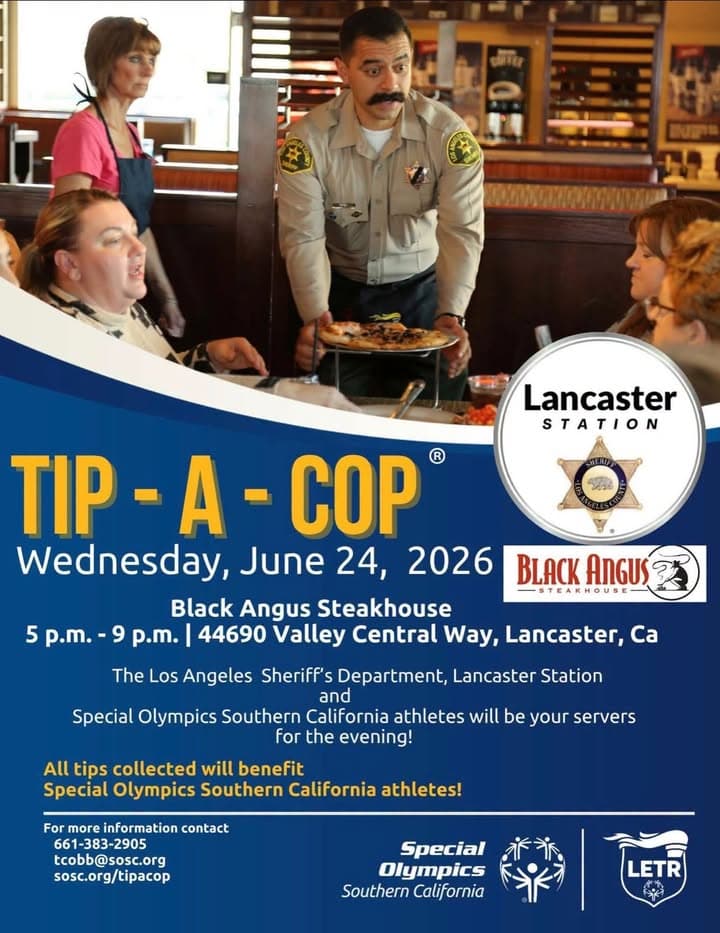 🍽️ TIP-A-COP is TONIGHT! 🍽️ Join the deputies of Lancaster Sheriff’s Station...