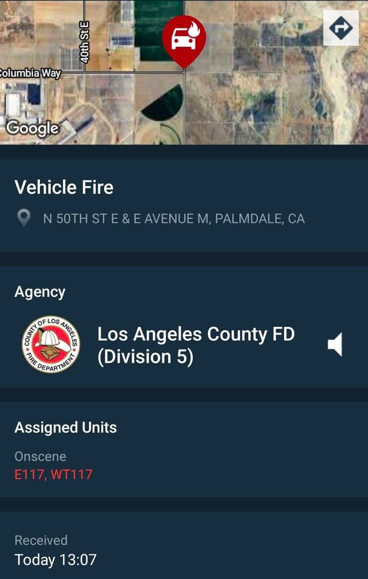 904A....50th Street East and Avenue M....van on fire....sheriff and FD enroute code...