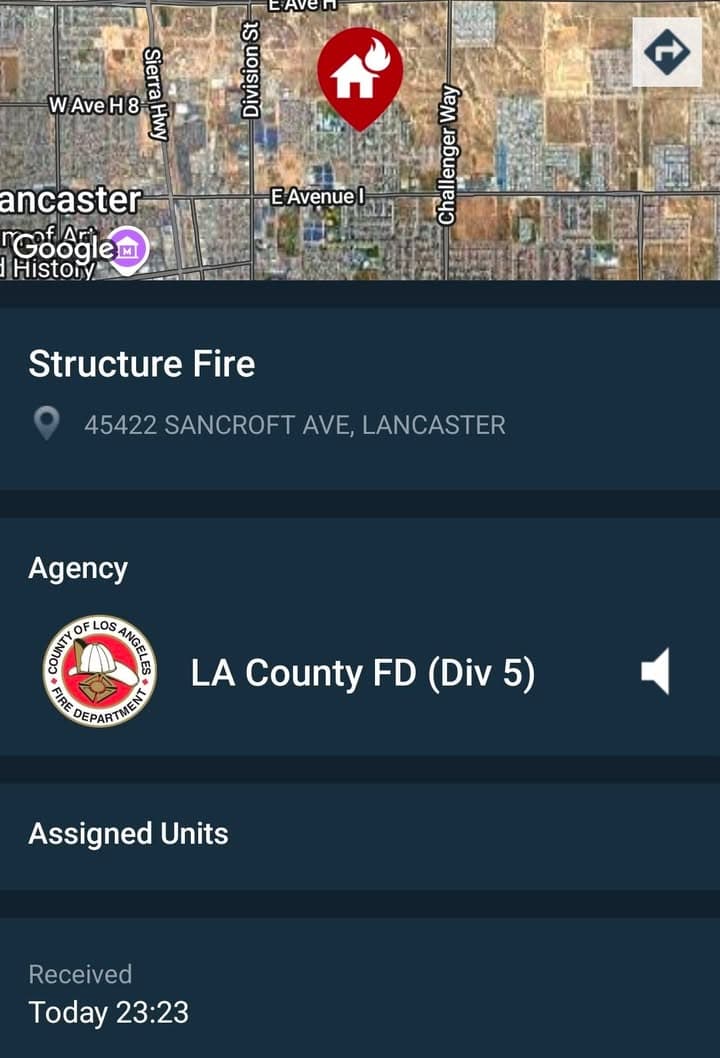 904S....5th Street East and Avenue H-11 (Sancroft)....house on fire, people evacuating....sheriff and...