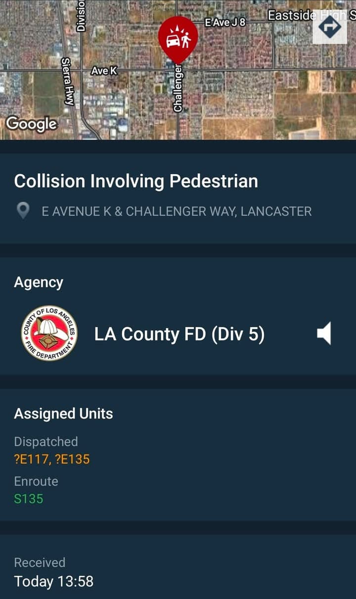 902T/902R....Avenue K and Challenger Way....vehicle vs bicycle....sheriff and FD enroute code 3...