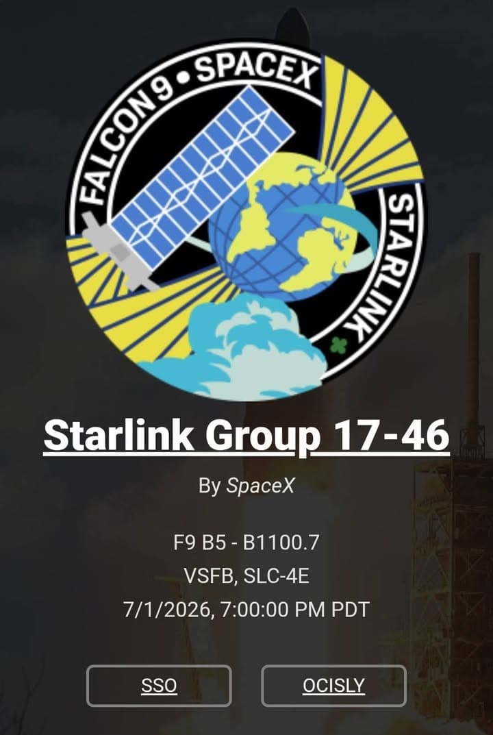 Starlink Group 17-46... 🚀 SpaceX is targeting Wednesday, July 1st for a...