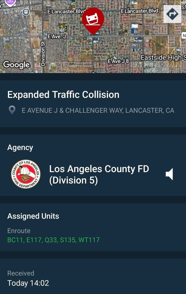 902T/902R.....Avenue J and Challenger Way....two vehicle collision, possible party trapped....sheriff and FD...