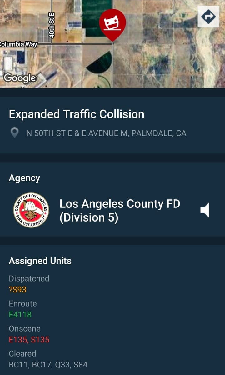 902T/902R....50th Street East and Avenue M....two vehicle collision, one party trapped....sheriff and...