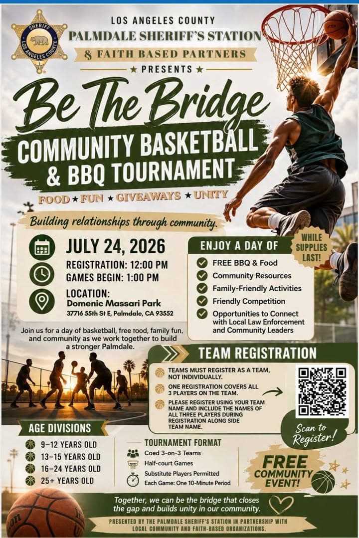 Palmdale Sheriff's Station in partnership with our faith based partners, would like...