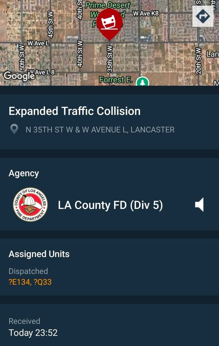 902T/902R....Avenue L and 35th Street West....two vehicle collision, one party possibly trapped....sheriff...