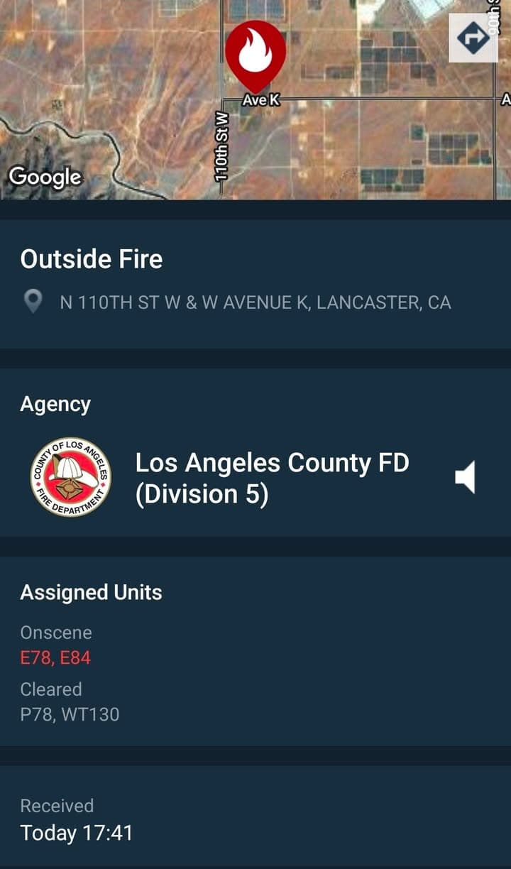 904B....110th Street West and Avenue K....caller states very large fire by solar...