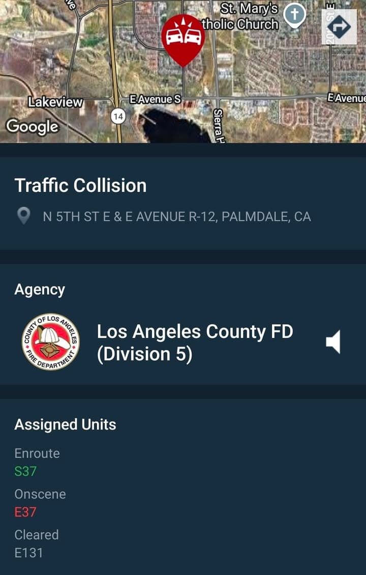 902T/902R....5th Street East and Avenue R-12....two vehicle collision....sheriff and FD enroute code...