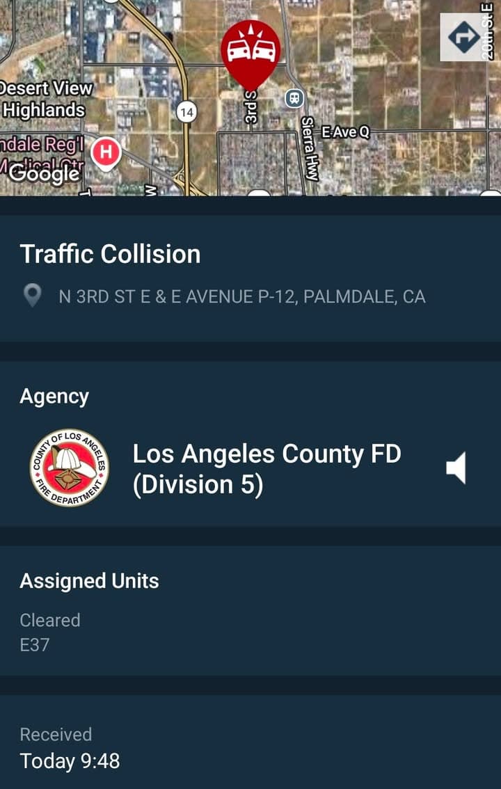 902T/902R....3rd Street East and Avenue P-12....iPhone crash notification....sheriff and FD enroute code...