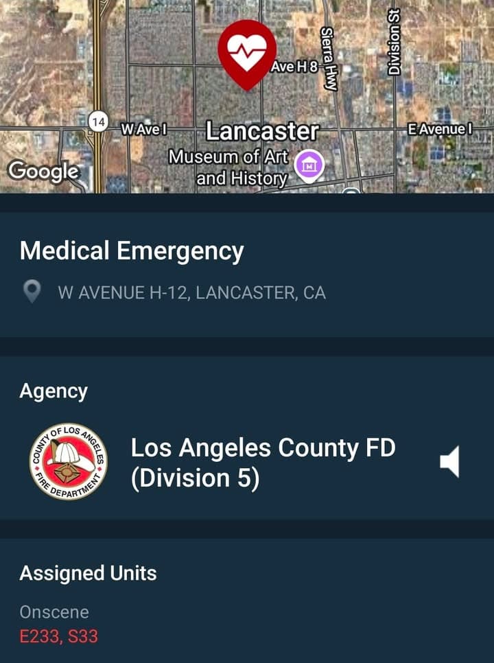 902R....11th Street West and Avenue H-12....baby struggling to breathe, turning purple....sheriff and...