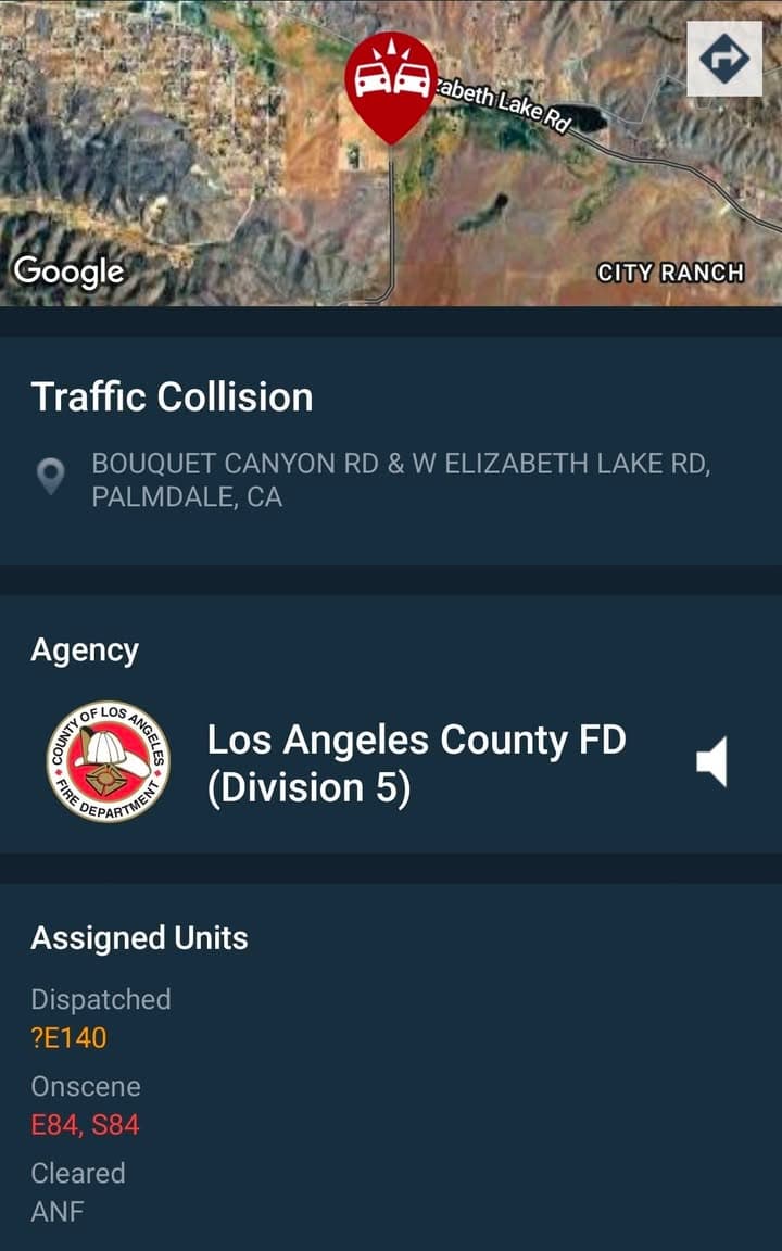 11-79....Bouquet Canyon Road just south of Elizabeth Lake Road....reported as solo motorcycle...