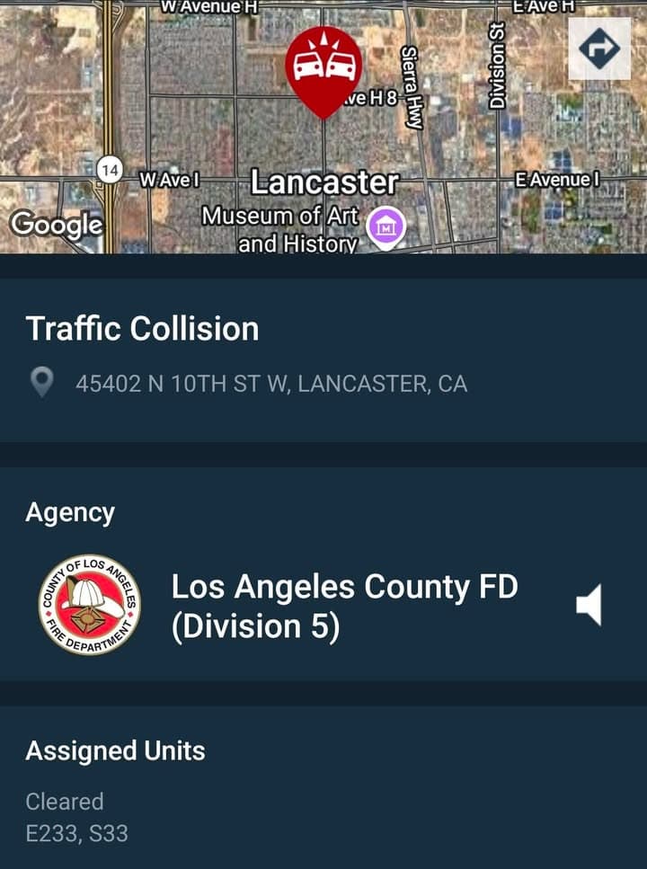 902T/902R....10th Street West and Avenue H-12....two vehicle collision....sheriff and FD enroute code...