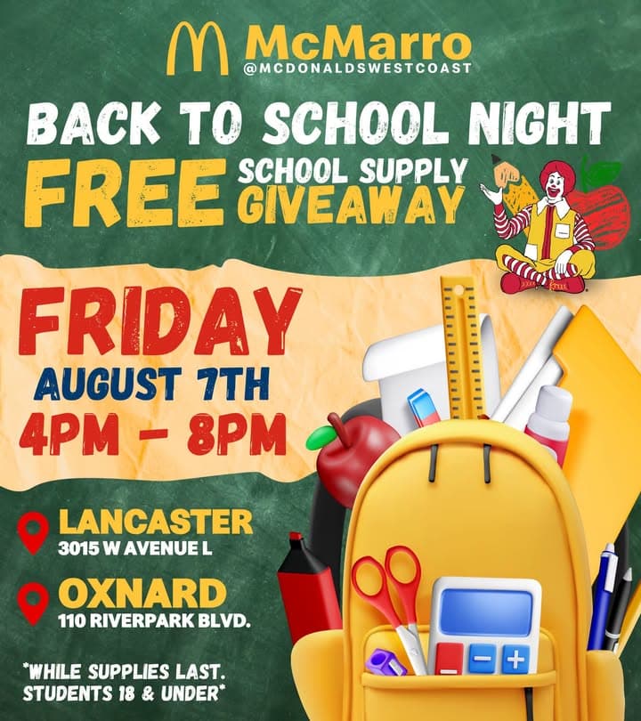 🚨 ANTELOPE VALLEY & VENTURA COUNTY… THIS FRIDAY! 🎒📚✏️ School is almost...