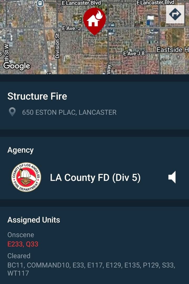 Reported structure fire....7th Street East and Avenue J-4 (Eston Place)....possible house fire....FD...