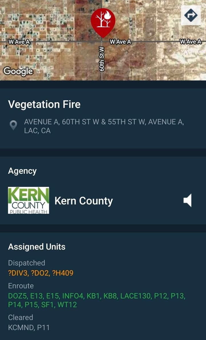 VEGETATION FIRE — AVENUE A / 55TH STREET WEST LANCASTER — Los...