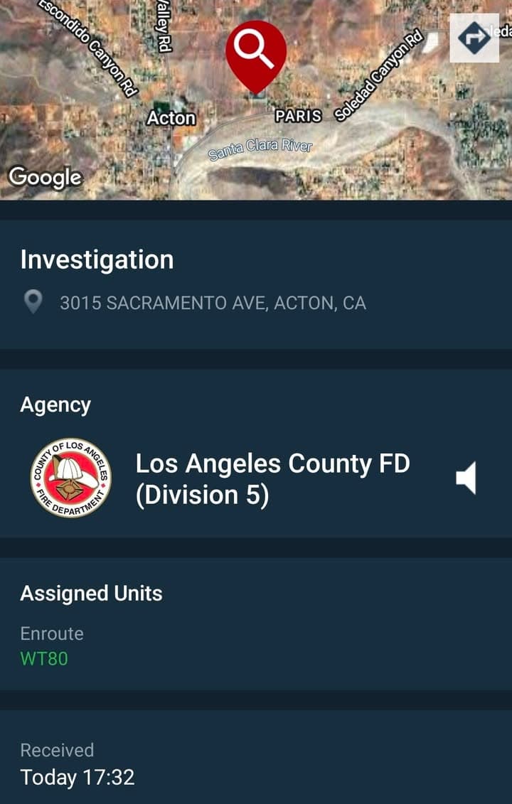 BOBCAT RESCUE — ACTON Los Angeles County Fire Department Water Tender 80...