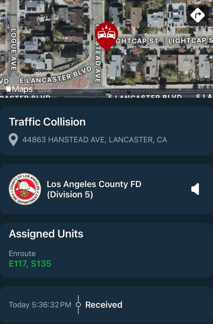 902T/902R…44863 Hanstead Avenue…2 vehicle traffic collision…white pick up vs gray Chevy…Sheriff and...