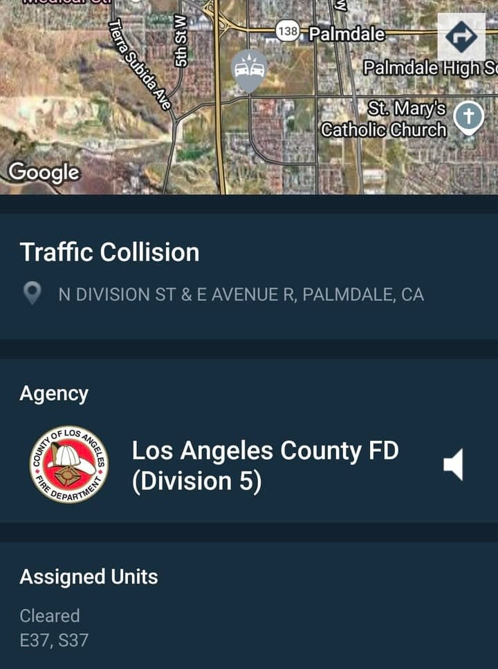 902T/902R....Division Street and Avenue R....two vehicle collision.....sheriff and FD enroute code 3...