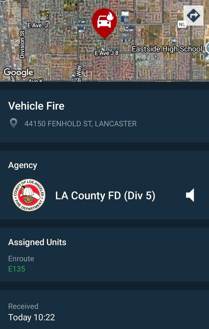 904A....15th Street East and Avenue J-4 (Fenhold)....caller sees a motorcycle on fire...