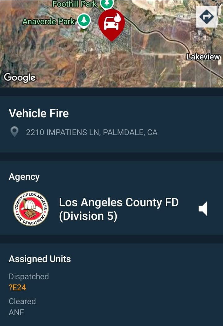 904A....The Groves and Avenue S (Impatients Lane)....vehicle on fire....sheriff and FD enroute...