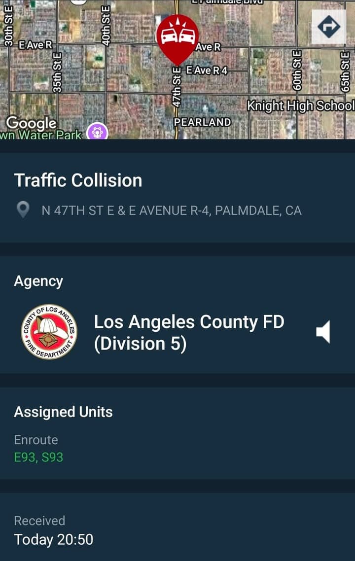902T/902R....47th Street East and Avenue R-4....two vehicle collision....sheriff and FD enroute code...