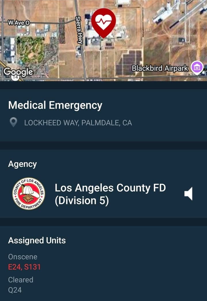 ELECTRICAL SHOCK – PALMDALE Los Angeles County Fire Department responded to a...
