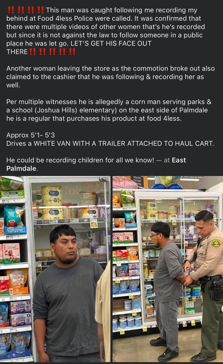 Suspect from yesterday's incident at Food 4 Less Palmdale. Click on photo...