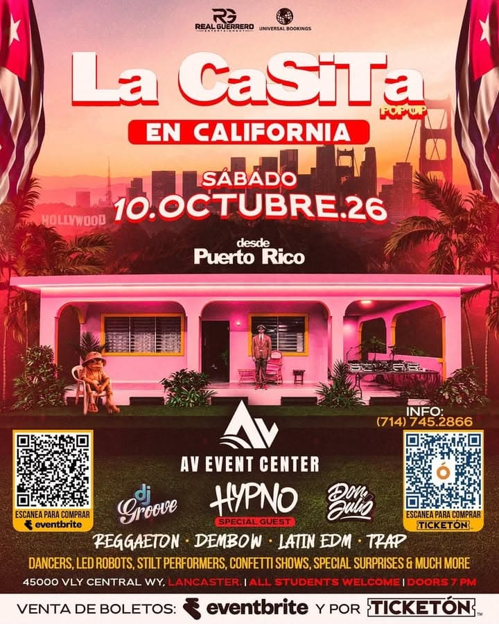 π₯ LANCASTER, CALIFORNIA β SΓBADO 10 DE OCTUBRE π΅π· LA CASITA POP-UP...