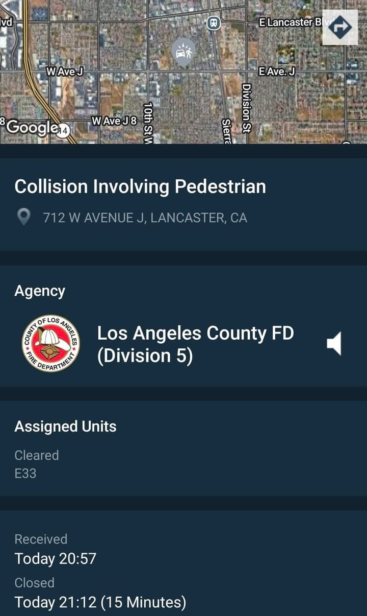 Vehicle vs pedestrian on Avenue J and Fig