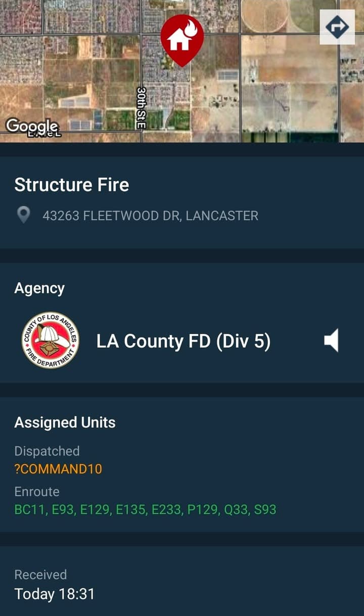 904A · 35th Street East and Avenue K (Fleetwood Dr) · vehicle on fire, spread to garage · sheriff and FD enroute code 3